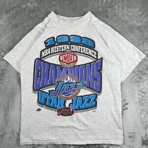Vintage Utah Jazz Shirt Mens L NBA Basketball 1998 NBA Champions Tultex Cotton